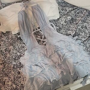 Bear Dance Light Blue Backless Dress